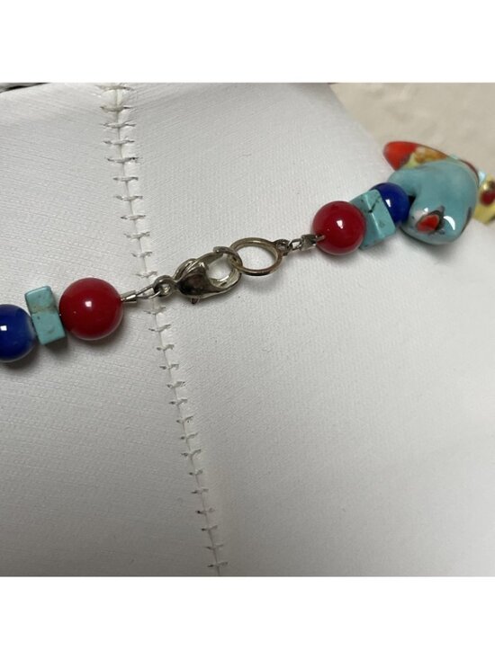 Parrot Necklace In Retro Costume Necklaces & Pendants for  Vintage Parrot Ceramic Tropical Toucan Bird Necklace Glass Stone Beads 16”